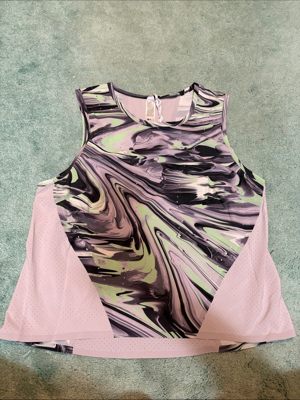 Women's Lululemon Gray Marble-Print Athletic Tank Top